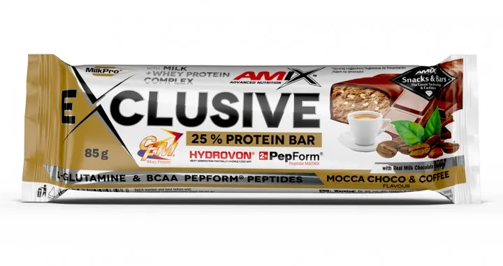 Батончик протеїновий Amix Nutrition Exclusive Protein Bar моко-шоко-кава, 85 г 1/12