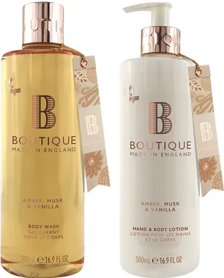 Набір для тіла Boutique Amber, Musk & Vanilla Duo (Гель для душу 500 мл + Лосьйон для тіла 500 мл)