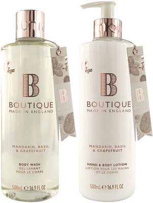 Набір для тіла Boutique Mandarin, Basil & Grapefruit Duo (Гель для душу 500 мл + Лосьйон для тіла 500 мл)