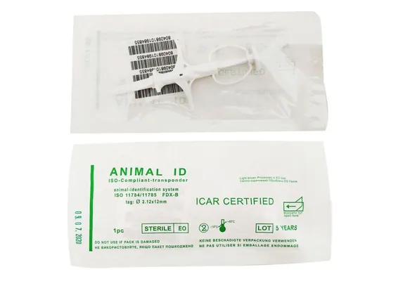 Мікрочіп для ідентифікації тварин Animal ID 2 х 12 мм з аплікатором