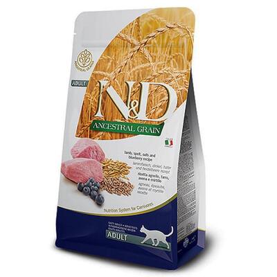 Корм сухий Farmina N&D Ancestral Grain низькозерновий для дорослих котів з ягням та чорницею, 300 г