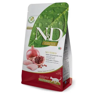 Корм сухий Farmina N&D Prime Neutered беззерновий для стерилізованих дорослих котів з куркою та гранатом, 300 г