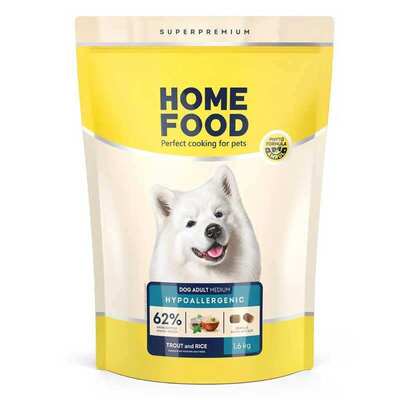 Корм сухой Home Food Hypoallergenic гипоаллергенный для собак средних пород с белой шерстью с форелью и рисом, 1,6 кг