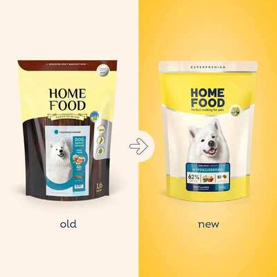 Корм сухой Home Food Hypoallergenic гипоаллергенный для собак средних пород с белой шерстью с форелью и рисом, 1,6 кг