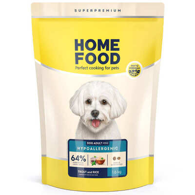 Корм сухой Home Food Hypoallergenic гипоаллергенный для взрослых собак мелких пород с форелью и рисом, 1,6 кг