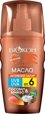 Масло Биокон SPF6 Кокос и манго активный загар, 160 мл