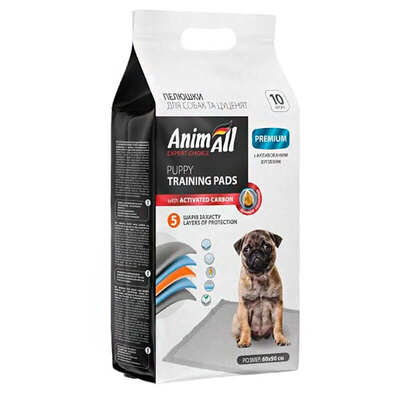 Пеленки для собак и щенков AnimAll Puppy Training Pads с активированным углем 60 см х 90 см, 10 штук
