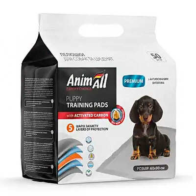 Пеленки для собак и щенков AnimAll Puppy Training Pads с активированным углем 60 см х 90 см, 50 штук