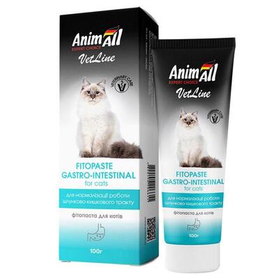 Фитопаста для кошек AnimAll VetLine Fitopaste Gastro-intestinal для нормализации работы желудочно-кишечного тракта у кошек, 100 г