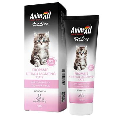 Фитопаста для кошек AnimAll VetLine Fitopaste Kittens&Lactating Cats для котят и кормящих кошек, 100 г