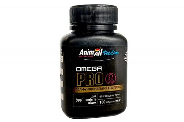 Витаминный комплекс AnimAll VetLine Omega PRO из Омега для котов и кошек, 100 таблеток