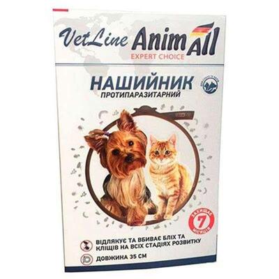 Ошейник AnimAll VetLine противопаразитарный для котов и собак, 35 см, коричневый