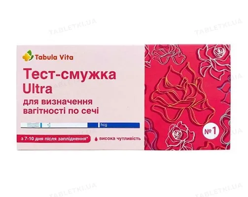 Тест-смужка Tabula Vita Ultra для визначення вагітності з 7-10 дня після запліднення, 1 штука