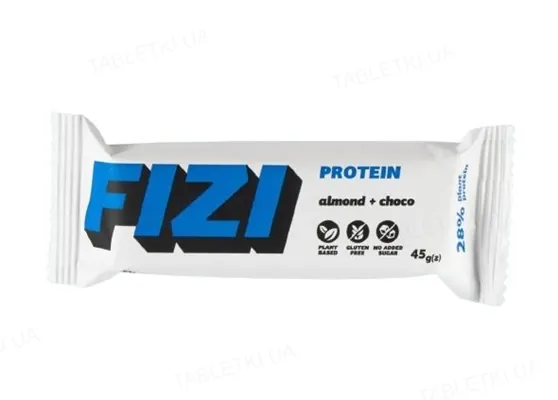 Батончик протеїновий Fizi Protein шоколад та мигдаль, 45 г