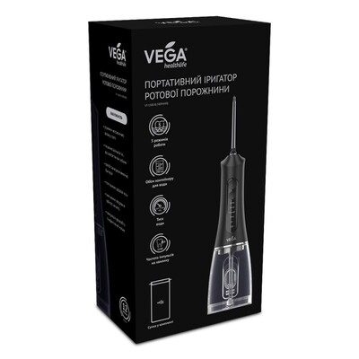 Ирригатор Vega VT-1500 B портативный, черный
