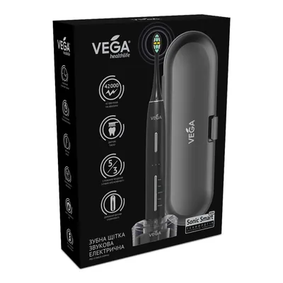 Електрична зубна щітка Vega VT-800B Sonic Smart Vega Pro звукова, чорна