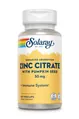 Цинк (цитрат цинку) Solaray Zinc Citrate 50 мг, 60 вегетаріанських капсул
