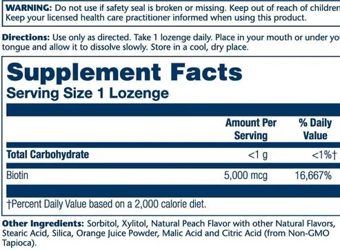 Біотин Solaray Biotin, фруктовий смак, 60 пастилок