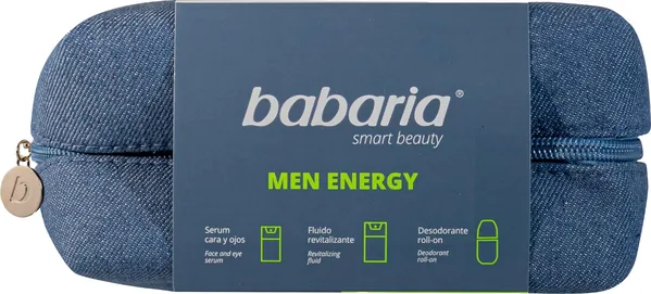 Набір Babaria Men Energy для чоловіків (сироватка 30 мл + флюїд 50 мл + дезодорант кульковий 50 мл + косметичка)