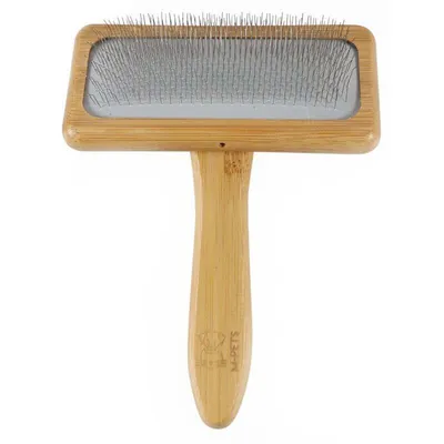 Щітка-пуходерка M-Pets Bamboo Slicker з ручкою із бамбука для собак та котів, розмір L