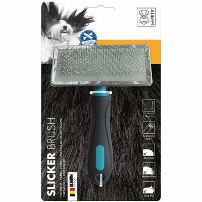 Щетка-пуходерка M-Pets Slicker Brush с напылением на зубцах по уходу за шерстью собак, 12x18 см