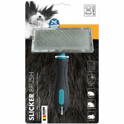 Щітка-пуходерка M-Pets Slicker Brush з напиленням на зубцях для догляду за шерстю собак, 12x18 см