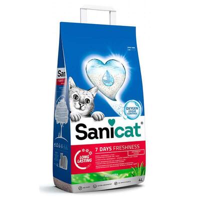 Наполнитель для кошачьего туалета Sanicat 7 Days Freshness минеральный, с ароматом алоэ вера, 2,7 кг (4 л)