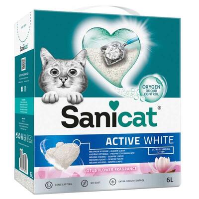 Наполнитель для кошачьего туалета Sanicat Active White бентонитовый, с ароматом лотоса, 5,25 кг (6 л)