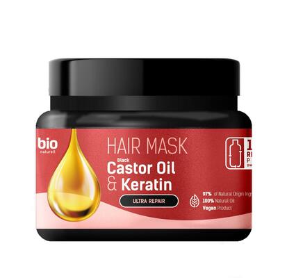 Маска для волос Bio Naturell Black Castor Oil & Keratin Ультравосстановление, 295 мл
