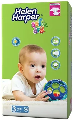 Підгузки Helen Harper Soft & Dry розмір 3 Midi, 4-9 кг, 56 шт