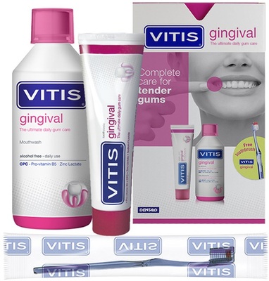 Набор Dentaid Vitis Gingival зубная паста 100 мл + ополаскиватель 500 мл + щетка 1 шт