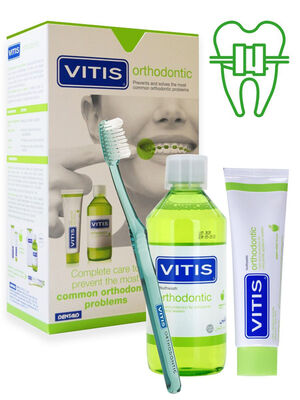 Набір Dentaid Vitis Orthodontic зубна паста 100 мл + ополіскувач 500 мл + щітка 1 шт
