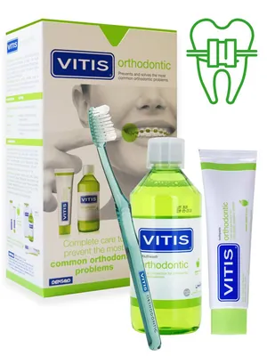 Набір Dentaid Vitis Orthodontic зубна паста 100 мл + ополіскувач 500 мл + щітка 1 шт