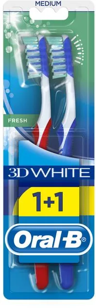 Набір зубних щіток 1+1 Oral-B 3D White Fresh Відбілювання, середньої жорсткості, 2 шт