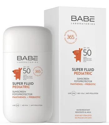 Сонцезахисний супер флюїд Babe Laboratorios Pediatric SPF50 дитячий з пантенолом і пребіотиком, 50 мл