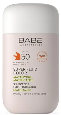 Сонцезахисний супер флюїд Babe Laboratorios SPF50 ВВ матуючий з тонуючим ефектом для всіх типів шкіри, 50 мл