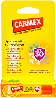 Бальзам-стик для губ Carmex SPF30 со вкусом Тропических фруктов, 4,25 г
