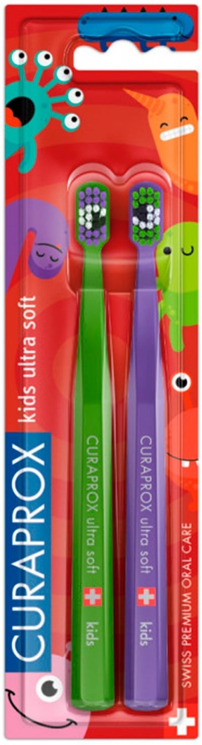 Набор зубных щеток Curaprox Kids Ultra Soft Little Bacteria детский, 2 шт