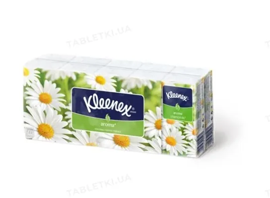 Хусточки паперові Kleenex Aroma з ароматом ромашки, 10 шт х 10 уп