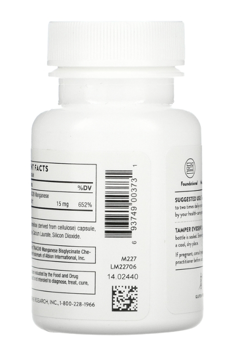 Марганец Бисглицинат Thorne Research Manganese Bisglycinate, 60 капсул