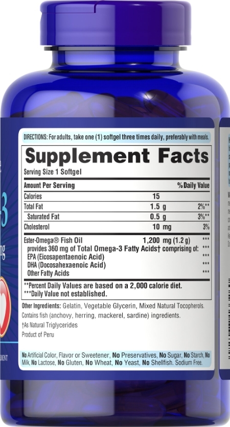 Омега-3 Puritan's Pride Omega-3 Fish Oil 1200 мг, 100 капсул