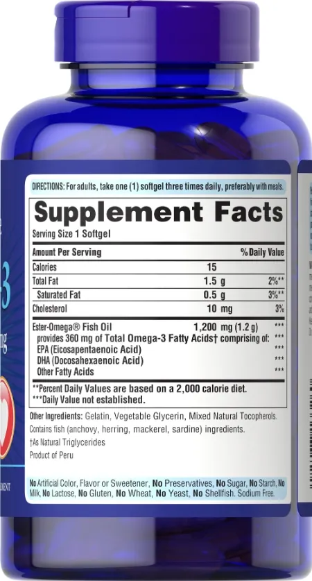Омега-3 Puritan's Pride Omega-3 Fish Oil 1200 мг, 100 капсул