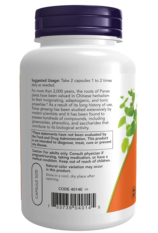 Екстракт Женьшеню NOW Panax Ginseng 500 мг, 250 капсул