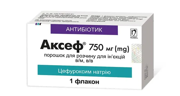 Аксеф порошок для р-ну д/ін. по 750 мг №1 у флак.