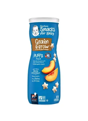 Снеки Gerber Puffs зернові з персиком для дітей від 8 місяців, 42 г