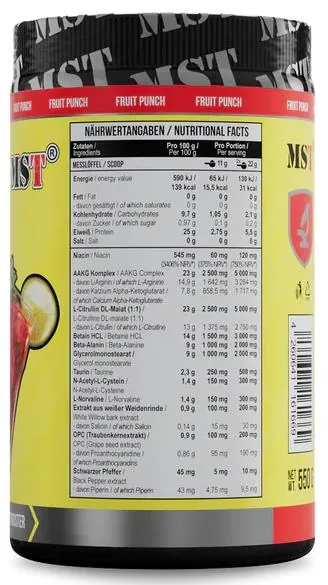 Передтренувальний комплекс MST Nutrition Pump Killer фруктовий пунш, 550 г