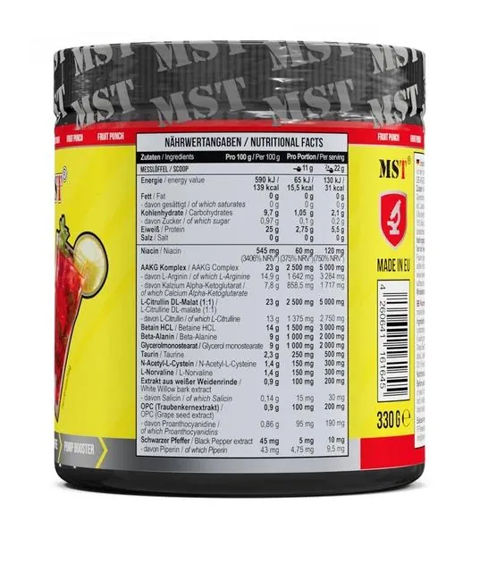 Передтренувальний комплекс MST Nutrition Pump Killer фруктовий пунш, 330 г