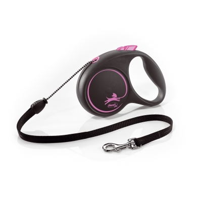Поводок-рулетка Flexi Black Design M трос 5м/20кг розовый 33418