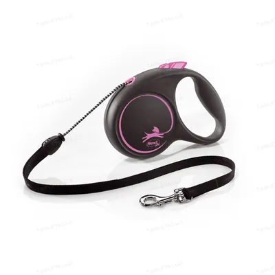 Повідець-рулетка Flexi Black Design M трос 5м/20кг рожевий 33418