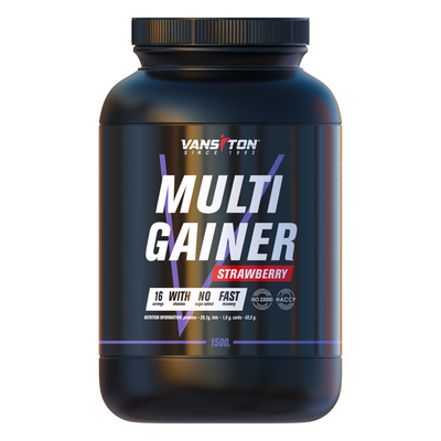 Гейнер Vansiton Multigainer (Мультигейнер), клубника, 1,5 кг